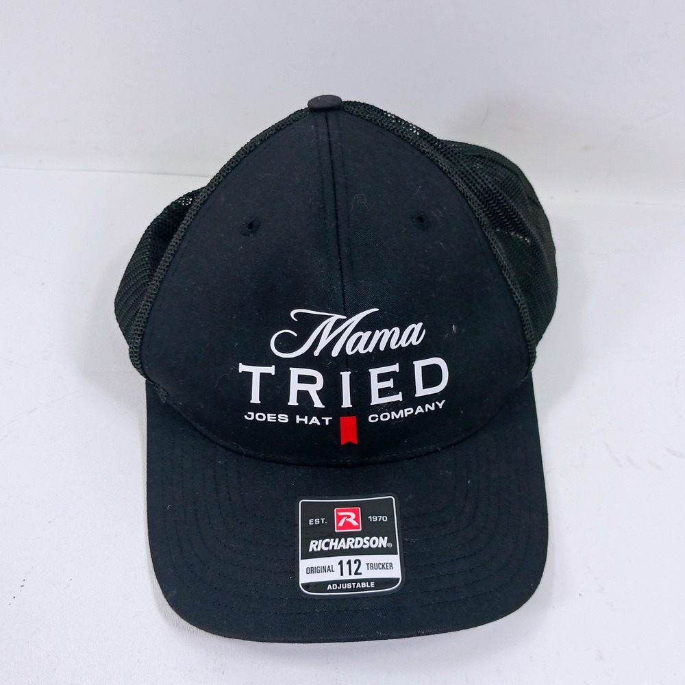 Richardson 112 Mama Tried Joes Hat Company Black Trucker Snapback Hat Cap